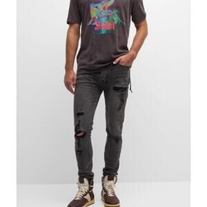 Ksubi Van Winkle Angst Trashed Skinny Jeans 33" Distressed Grunge Indie Sleaze